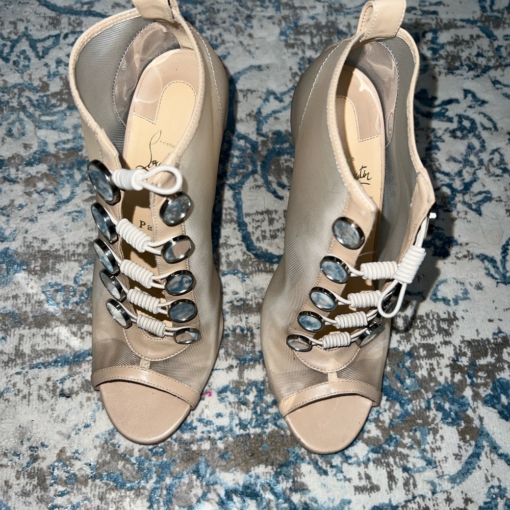 Christian Louboutin Marikate Mesh Peep-Toe Stiletto Ankle Boots